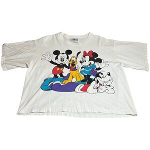 Vintage 90's Disney Mickey Jerry Leigh Shirt White Womans 2XL XXL Short Sleeve